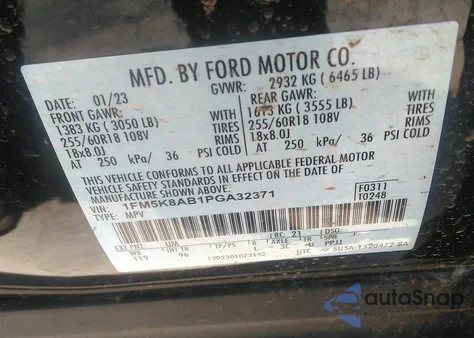 2023 Ford Explorer Police Interceptor z USA, uszkodzony, nr VIN 1FM5K8AB1PGA32371